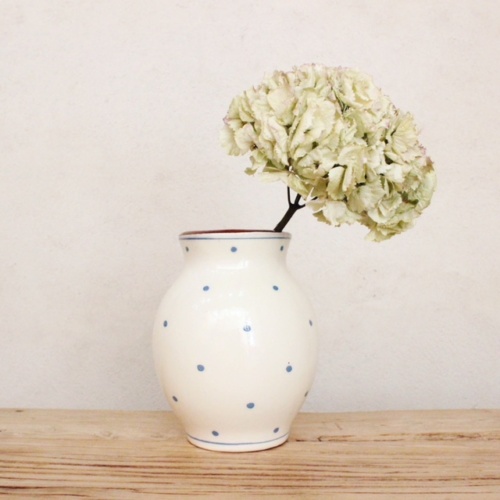 英国ヴィンテージのドット柄花瓶